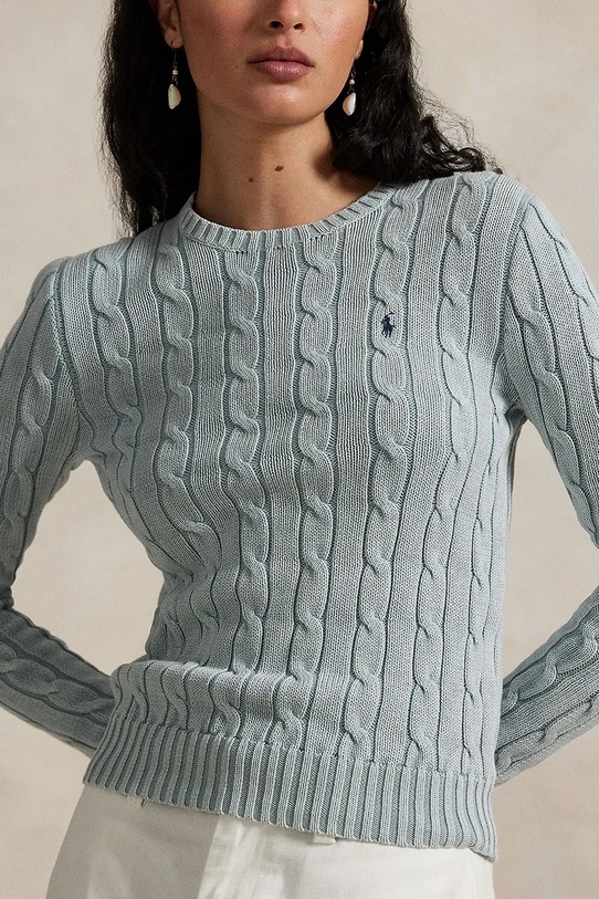 Бавовняний светр Polo Ralph Lauren блакитний 211935303