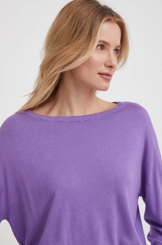 Sisley sweter z domieszką jedwabiu z domieszką wełny fioletowy 16LGM104C