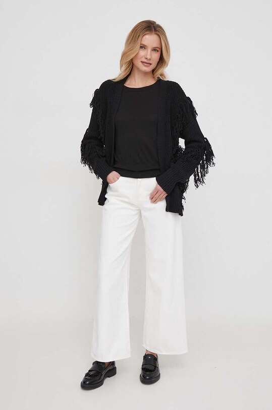 Sisley cardigan 1DTCM601R negru SS24