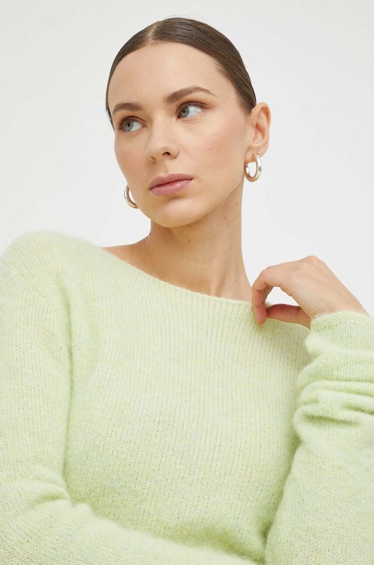 American Vintage sweter z domieszką wełny PULL ML COL BATEAU zielony EAST18SE24