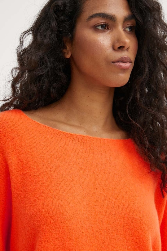 American Vintage sweter z domieszką wełny PULL ML COL BATEAU pomarańczowy DAM225E24