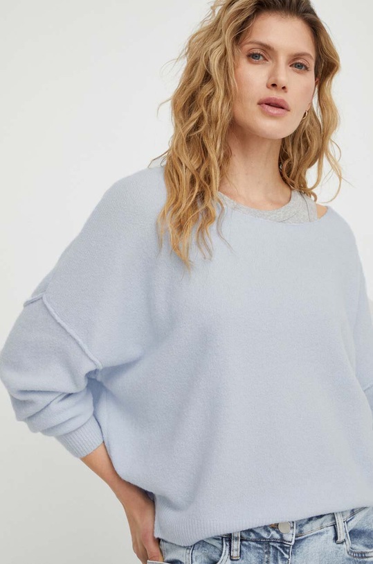 American Vintage sweter z domieszką wełny PULL ML COL BATEAU z domieszką wełny niebieski DAM225E24
