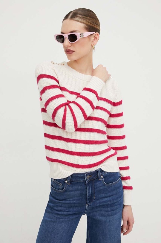 Πουλόβερ Morgan MASHI άλλο μπεζ MASHI.IVOIRE/FUCHSIA