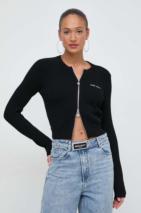 Miss Sixty kardigan z domieszką jedwabiu pozostałe czarny 6L1RJ3660000