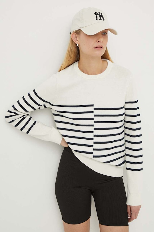 Светр з домішкою вовни G-Star з додаванням вовни бежевий D24489.D563