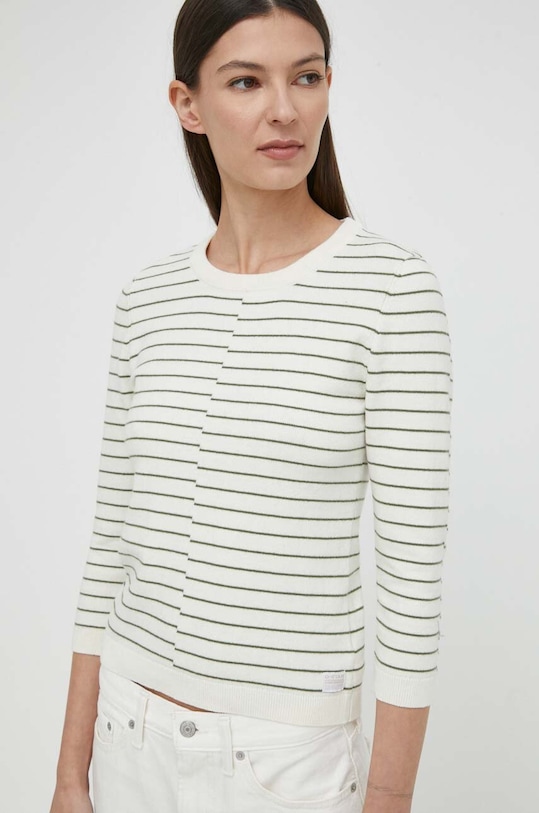 G-Star sweter z domieszką wełny okrągły beżowy D24491.D563