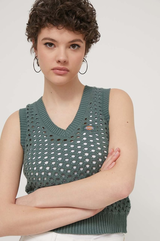 Dickies kamizelka bawełniana INGALLS VEST W bawełna zielony DK0A4YT3