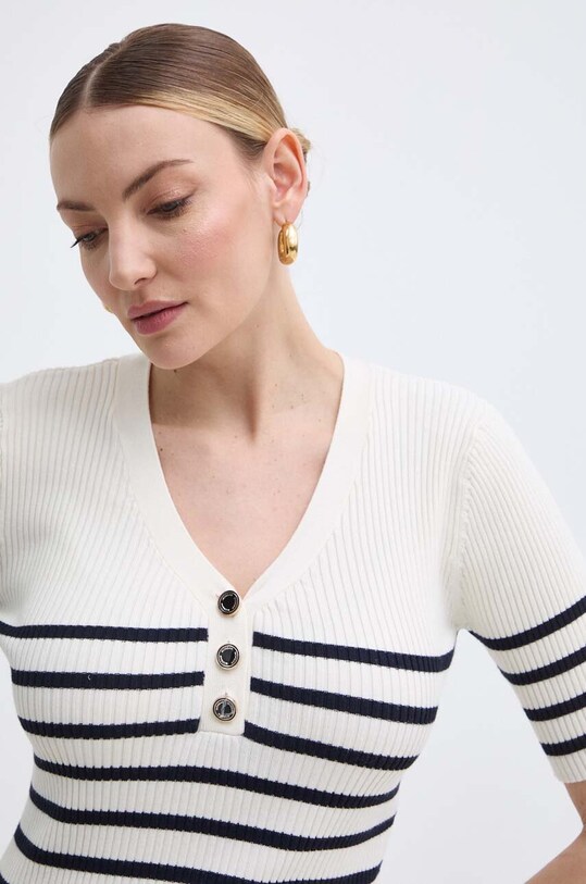 Morgan pulover MORGA subtiri bej MORGA.WHITE/MAR