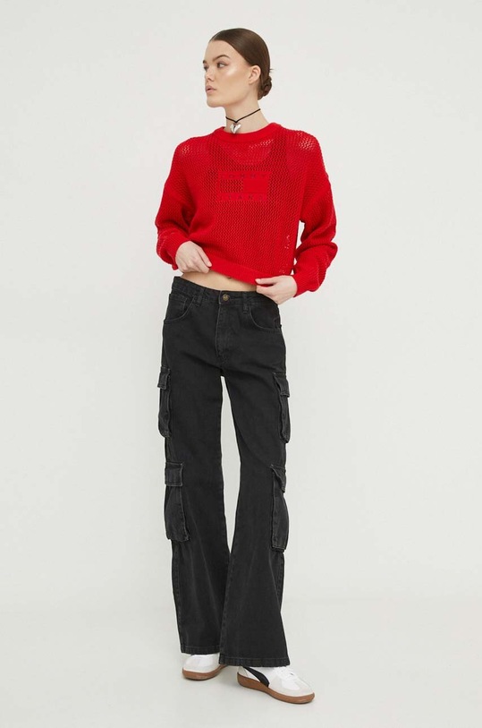 Bavlněný svetr Tommy Jeans DW0DW17755 červená SS24