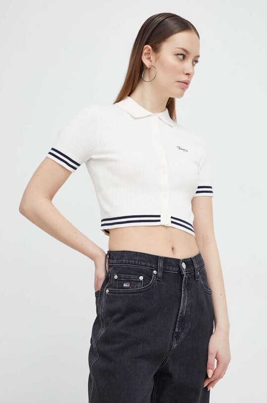 Tommy Jeans tricou cu modele bej DW0DW17761