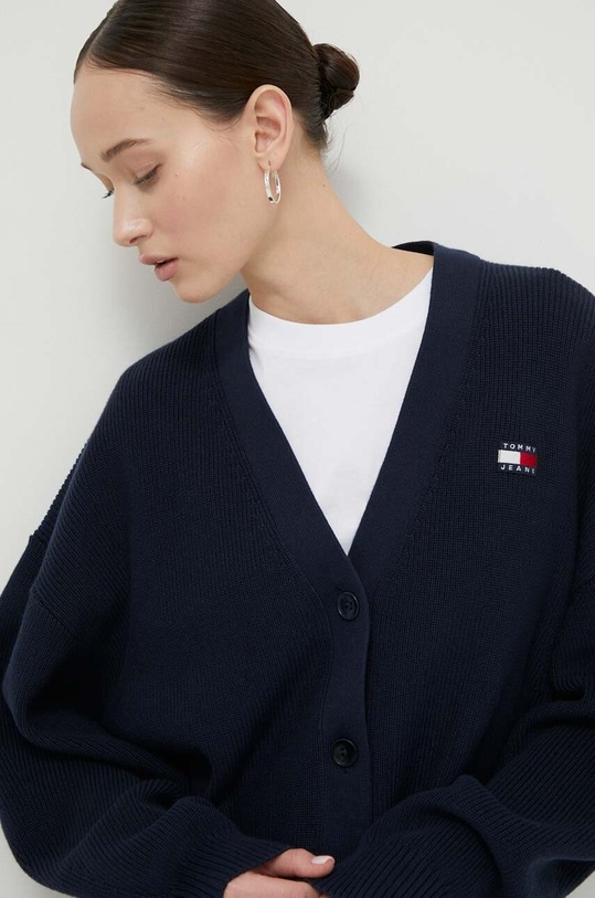 Βαμβακερή ζακέτα Tommy Jeans DW0DW18335 σκούρο μπλε