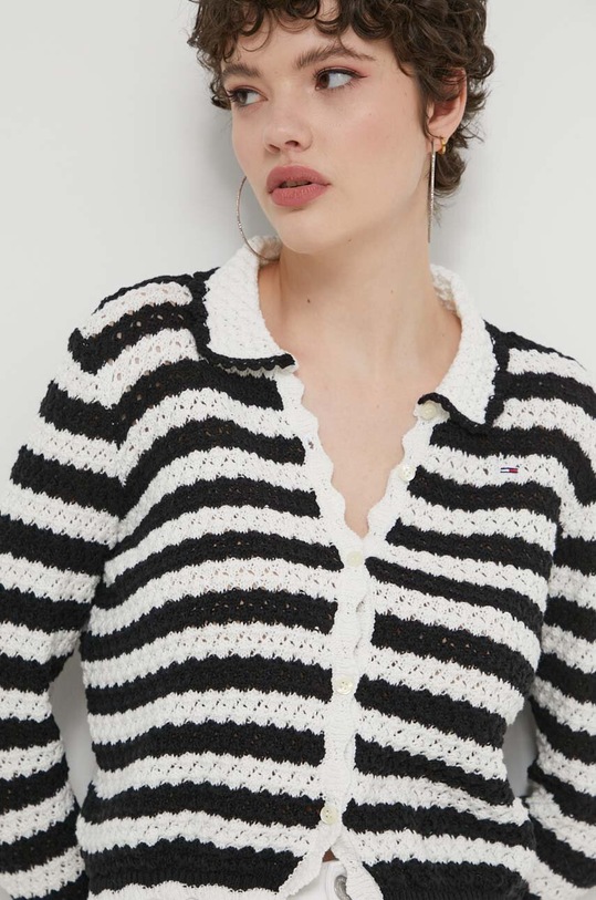 Tommy Jeans kardigan bawełniany czarny DW0DW17756