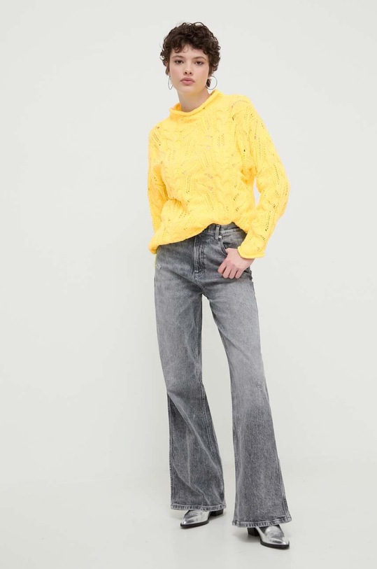 Desigual sweter bawełniany MILANO 24SWJF23 żółty SS24