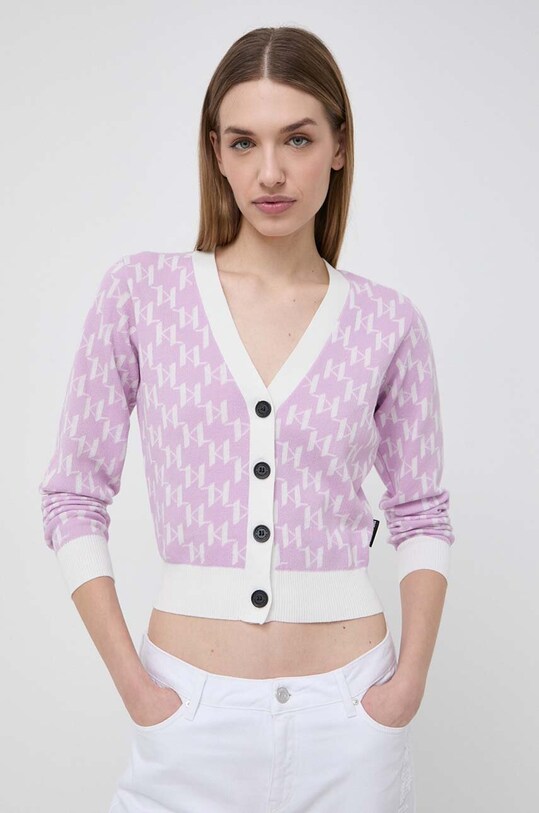 Πλεκτή ζακέτα Karl Lagerfeld άλλο μωβ 241W2007