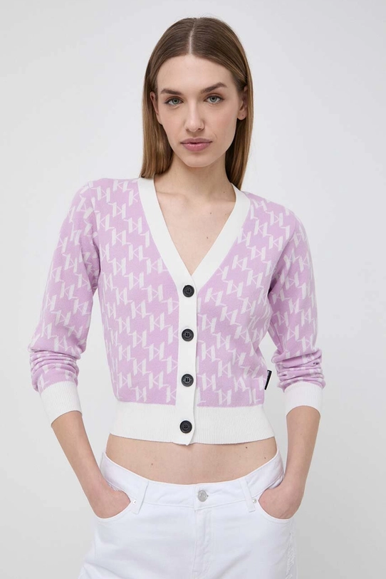 Karl Lagerfeld cardigan subtiri violet 241W2007