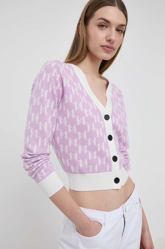 Πλεκτή ζακέτα Karl Lagerfeld μωβ 241W2007