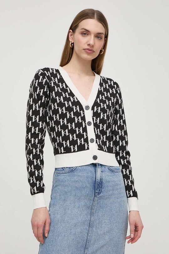 Karl Lagerfeld cardigan subtiri negru 241W2007