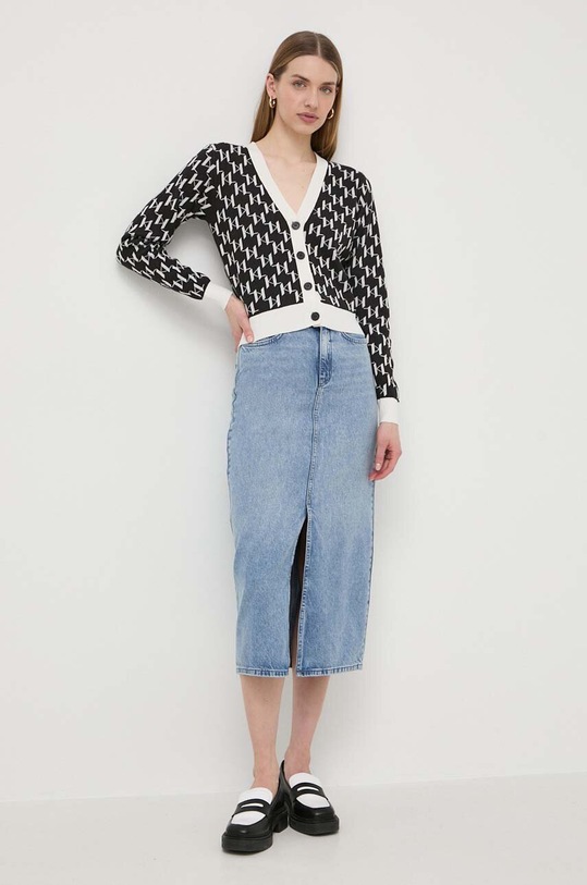 Πλεκτή ζακέτα Karl Lagerfeld 241W2007 μαύρο SS24