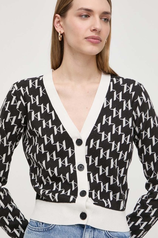 Πλεκτή ζακέτα Karl Lagerfeld μαύρο 241W2007