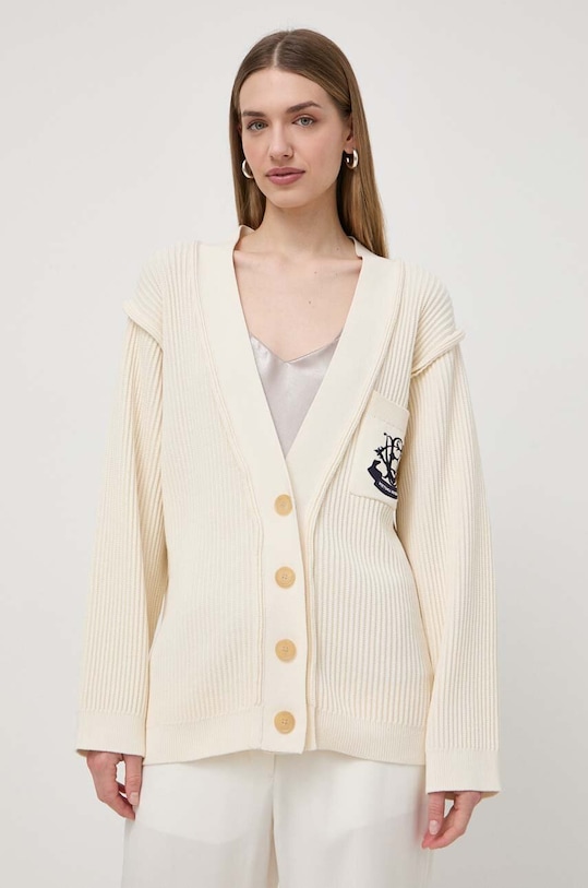 Victoria Beckham cardigan cu amestec de mătase imprimeu bej 1224KJU005604A