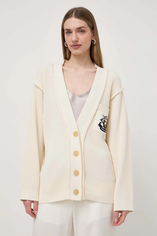 Victoria Beckham cardigan cu amestec de mătase imprimeu bej 1224KJU005604A