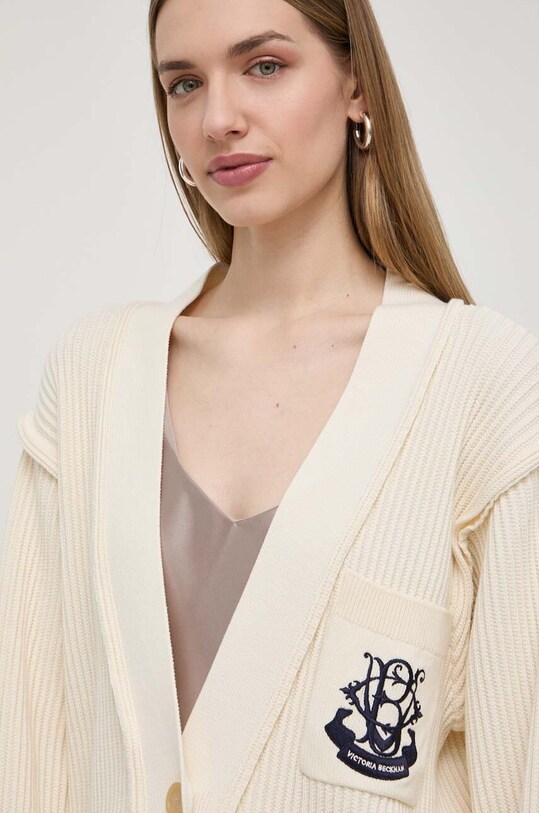 Кардиган з домішкою шовку Victoria Beckham бежевий 1224KJU005604A