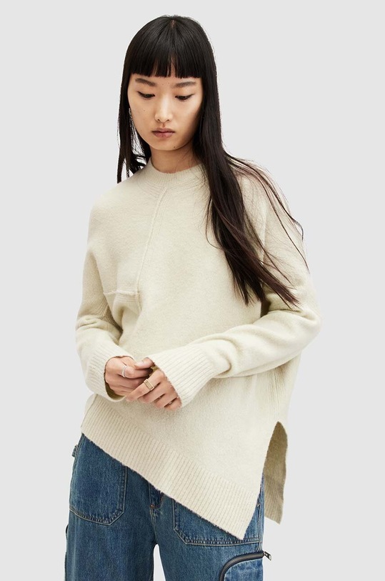 AllSaints sweter z wełną LOCK żółty WK005Y