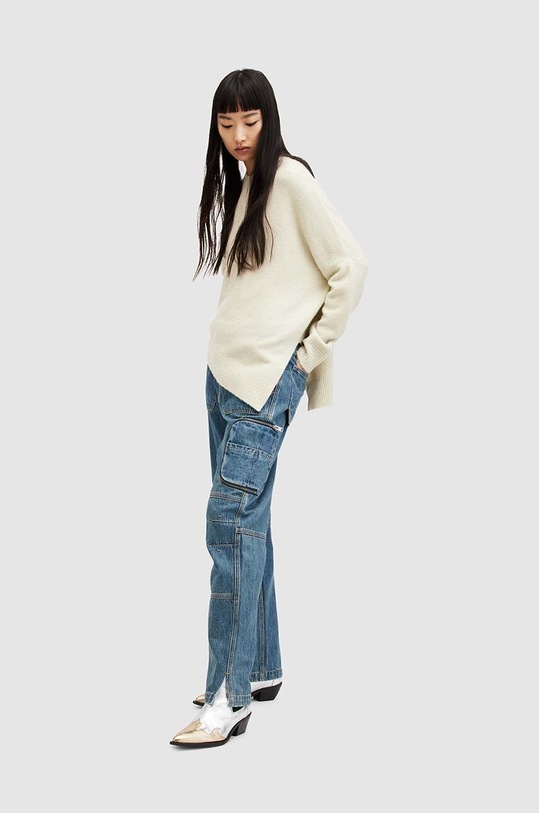 AllSaints sweter z wełną LOCK WK005Y żółty