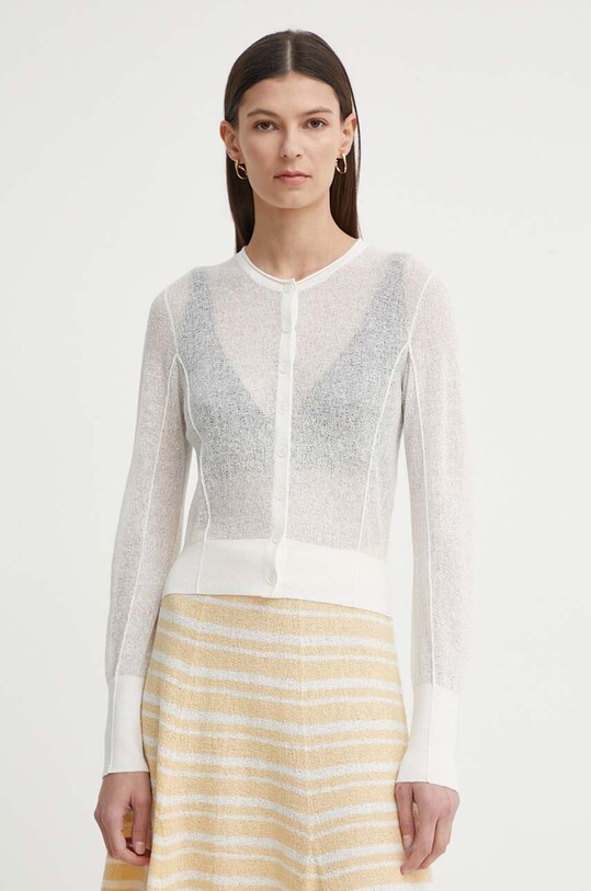 AERON cardigan cu amestec de in CONSTANT uni bej RSPU237489