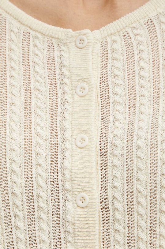 Ζακέτα με λινό μείγμα American Vintage GILET COURT ML COL RONDGILET COURT ML COL ROND YOG19BE24 μπεζ