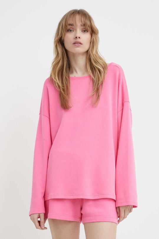 American Vintage pulover SWEAT subtiri roz HAPY03CE24