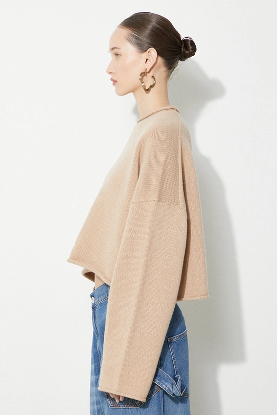 JW Anderson maglione in lana Cropped Anchor Jumper beige KW1121.YN0264.132