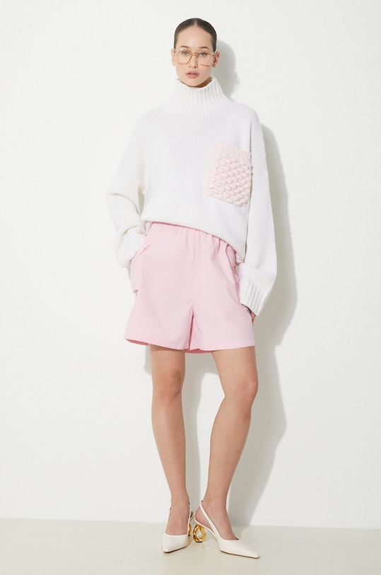 Vuneni pulover JW Anderson Textured Patch Pocket Turtleneck Jumper KW1150.YN0144.001 bež SS24