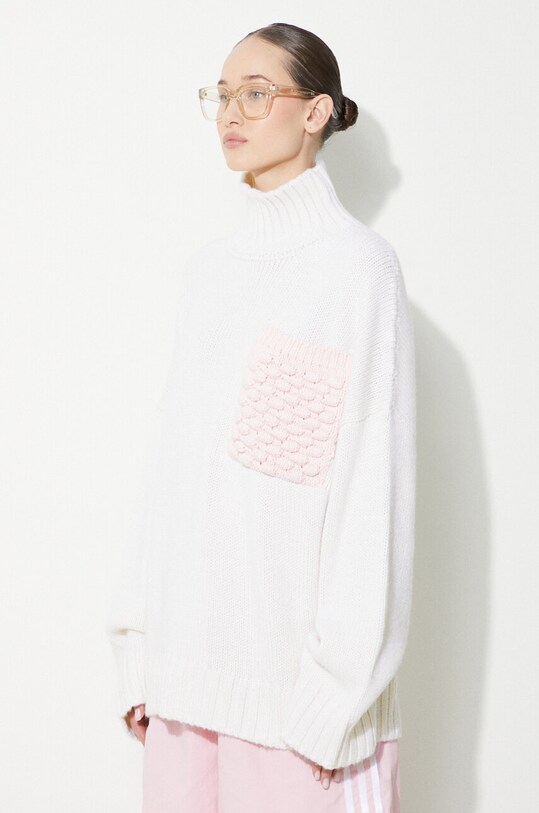 Vuneni pulover JW Anderson Textured Patch Pocket Turtleneck Jumper bež KW1150.YN0144.001