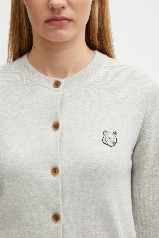 Maison Kitsuné kardigan wełniany Bold Fox Head Patch Regular Cardigan szary MW00508KT1036