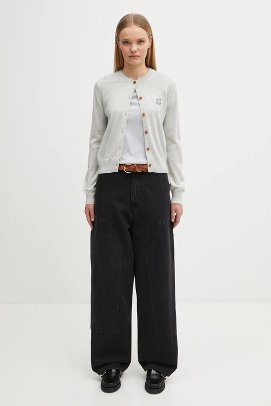 Maison Kitsuné kardigan wełniany Bold Fox Head Patch Regular Cardigan MW00508KT1036 szary