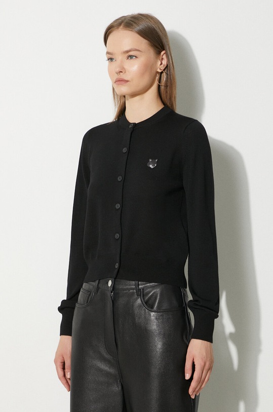 Maison Kitsuné wool cardigan Bold Fox Head Patch Regular Cardigan black MW00508KT1036