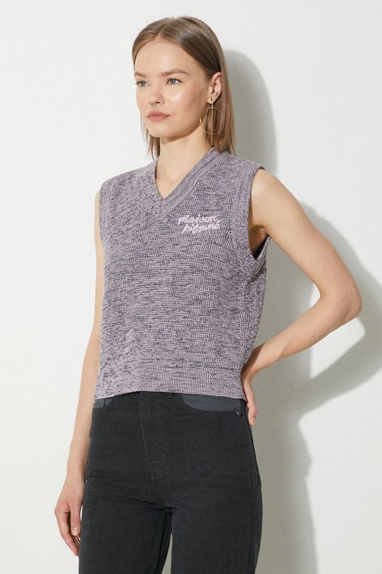 Maison Kitsuné cotton gilet Handwriting Cropped Vest medium thickness violet MW00813KT1108