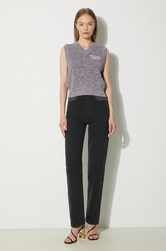 Maison Kitsuné cotton gilet Handwriting Cropped Vest MW00813KT1108 violet SS24