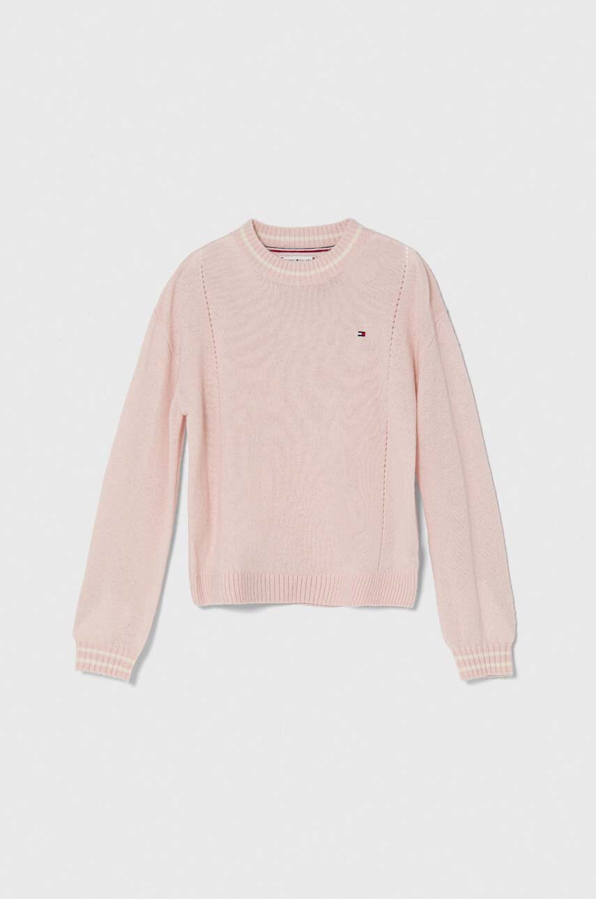 Otroški volneni pulover Tommy Hilfiger Tanka roza KG0KG07765.PPYH
