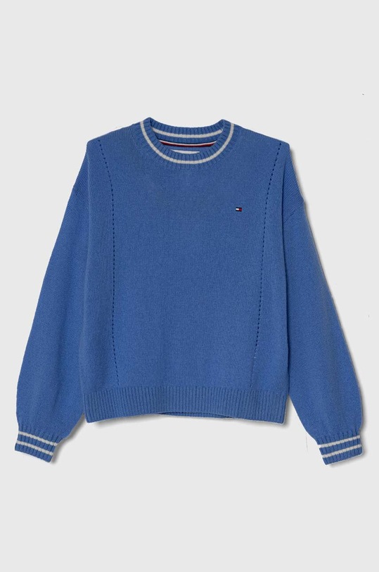 Tommy Hilfiger sweter wełniany dziecięcy wełna niebieski KG0KG07765.PPYH