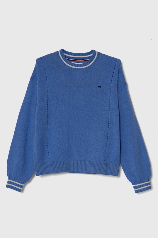Tommy Hilfiger sweter wełniany dziecięcy wełna niebieski KG0KG07765.PPYH