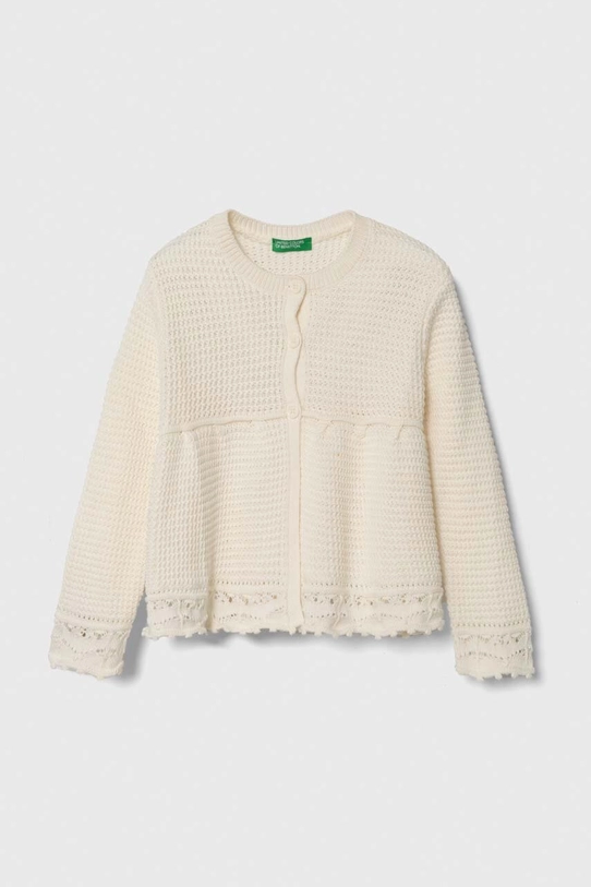 Dječji pamučni kardigan United Colors of Benetton bez uzorka bež 1077G500G.P.Seasonal