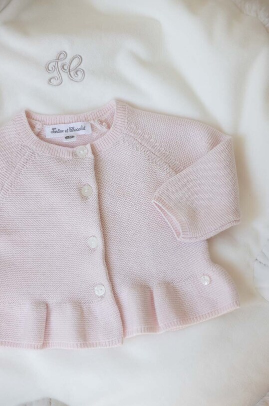 Tartine et Chocolat kardigan bawełniany niemowlęcy TY18010.G.60.74 różowy