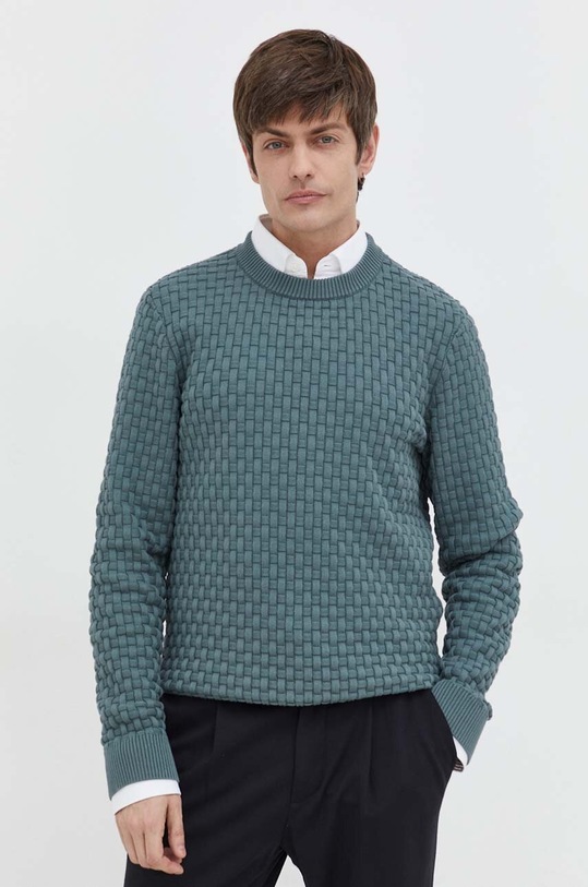 HUGO sweter bawełniany bawełna zielony 50504395