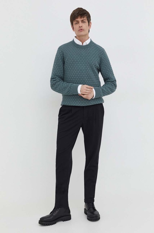 HUGO sweter bawełniany 50504395 zielony SS24