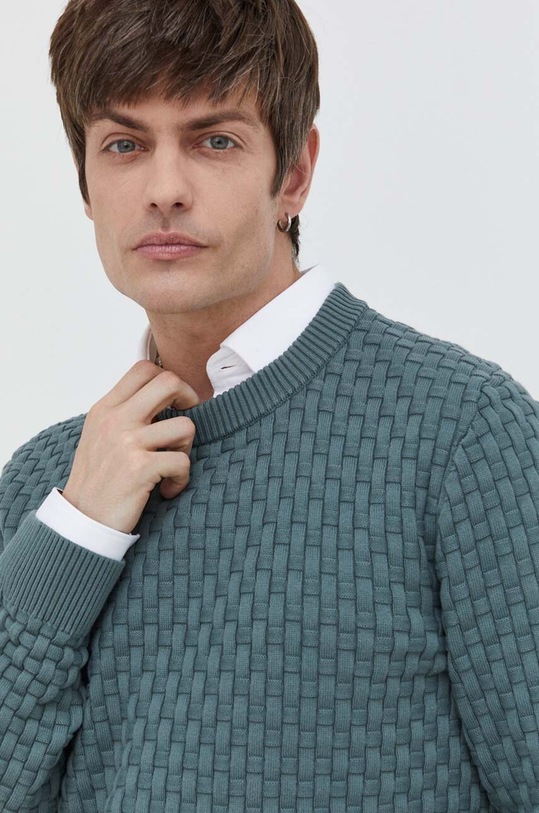 HUGO sweter bawełniany zielony 50504395
