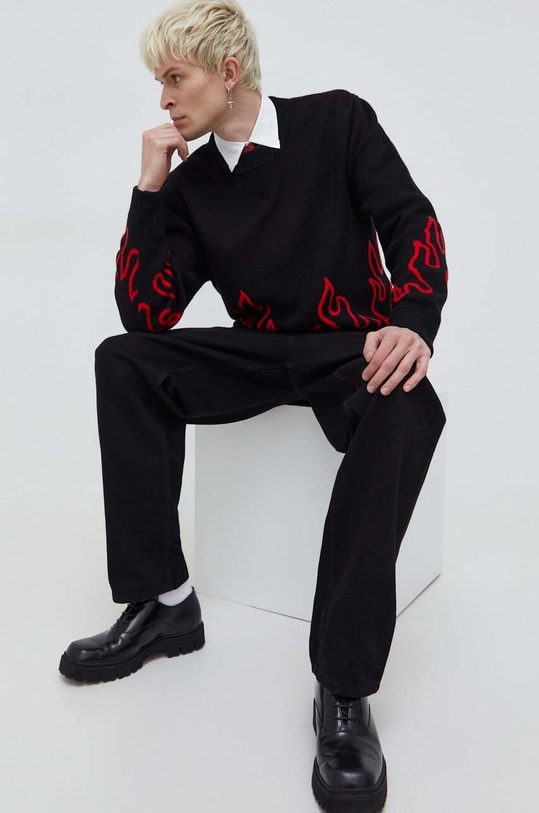 HUGO sweter wełniany 50504406 czarny SS24