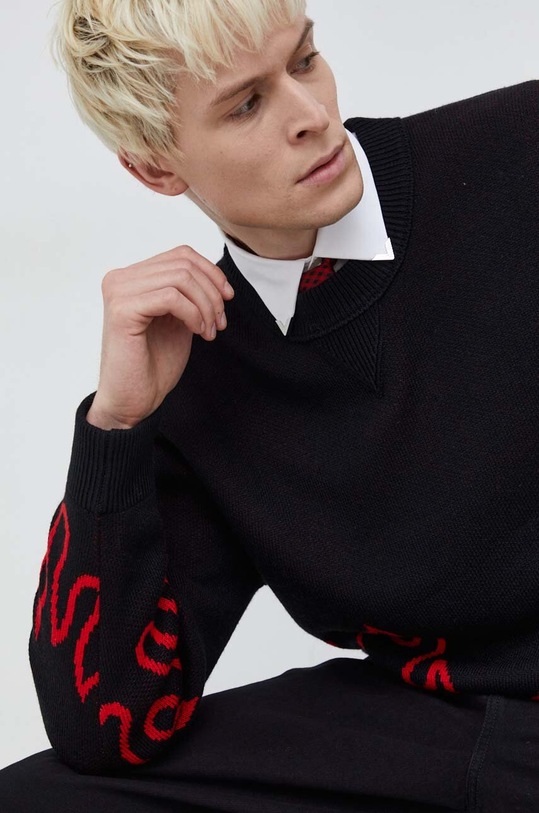 HUGO sweter wełniany czarny 50504406