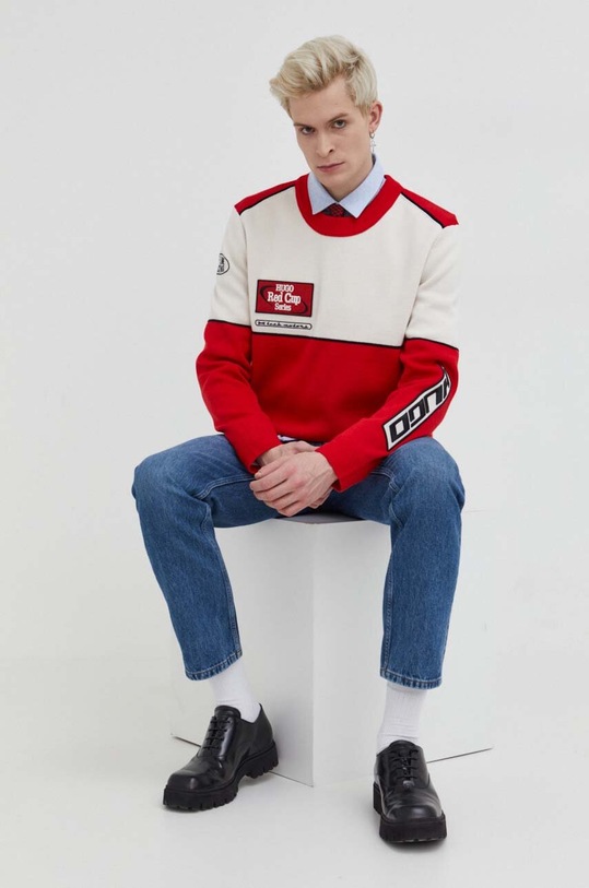 HUGO sweter wełniany okrągły multicolor 50507655